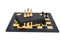 Houten Schaakset No: 6, KH 95 mm, Queen's Gambit bord met Zagreb stukken